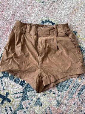 Free People Faux Leather Brown High Waisted Shorts size M